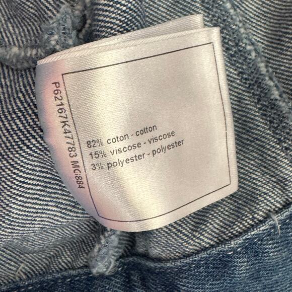 Cropped Ruffle Sleeve Denim Jacket Made Italy Parisian Couture Chic 36 - Picture 11 of 13